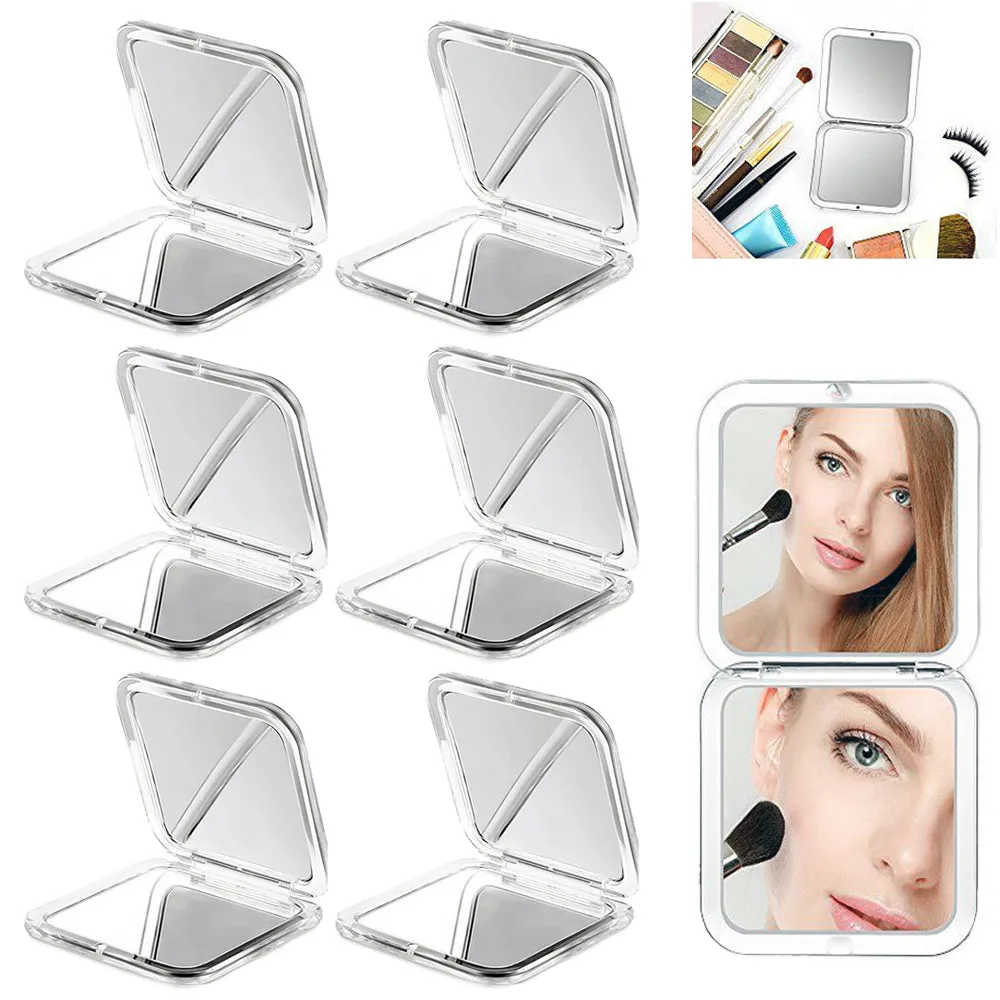 6 Double Sided Folding Mirror Compact Magnifying Travel Cosmetic Makeup Handheld