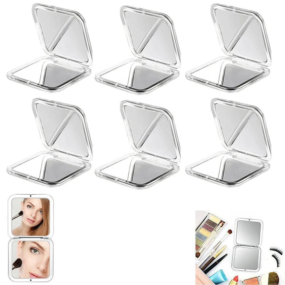 6 Double Sided Folding Mirror Compact Magnifying Travel Cosmetic Makeup Handheld