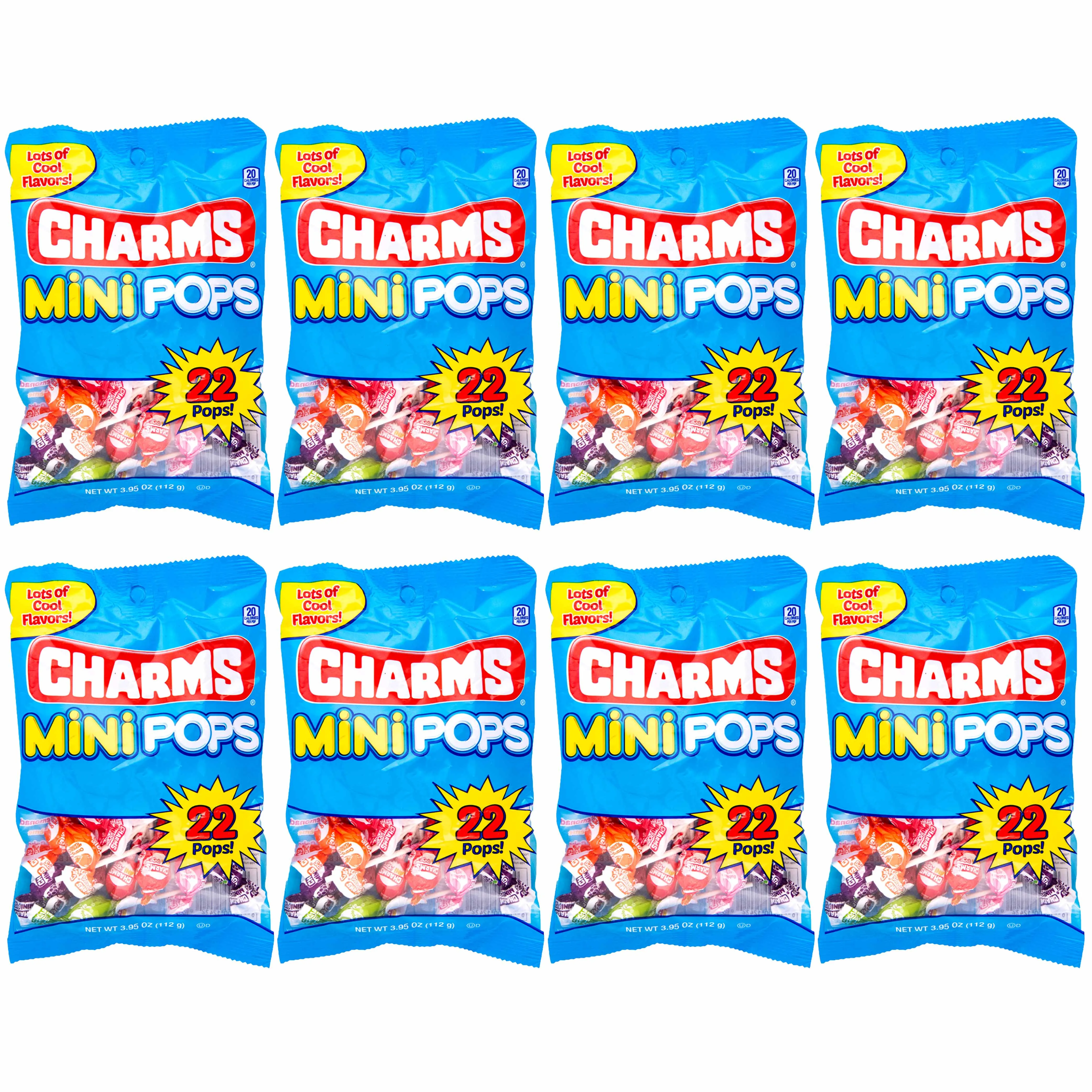 8 Bags Charms Lollipops Suckers Mini Pops Fruit Flavor Assorted Candy 176pc Bulk
