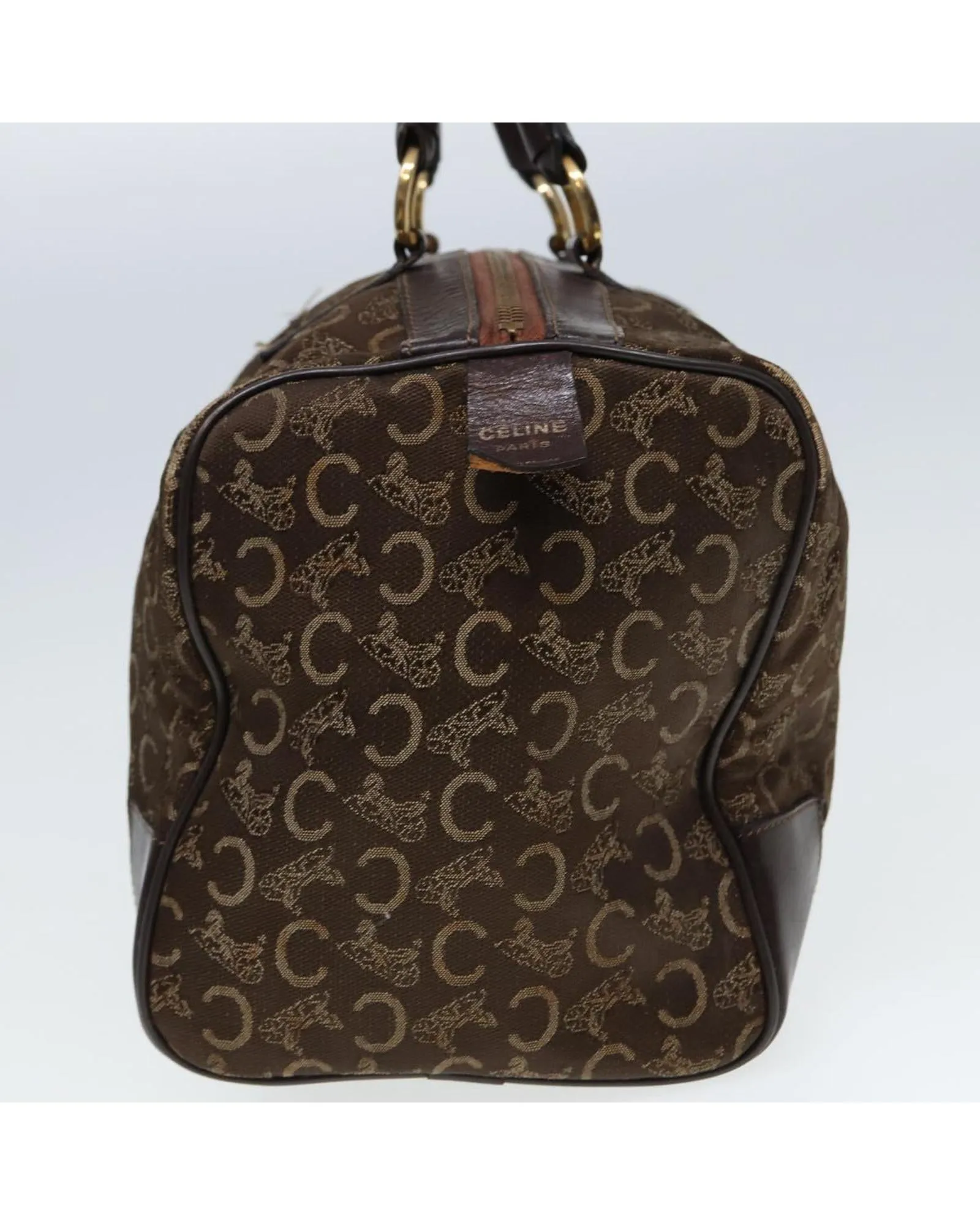 Authentic C Macadam Canvas Boston bag in Brown