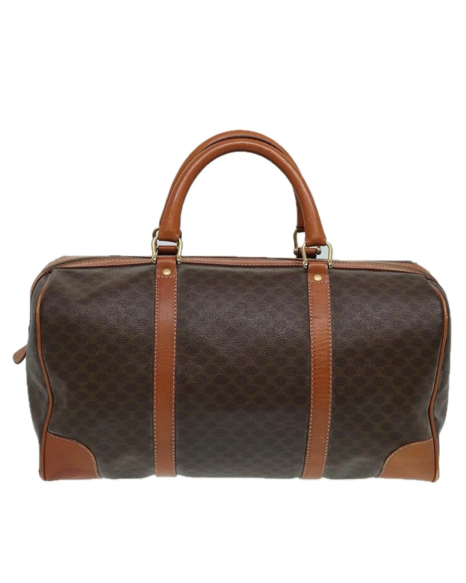 Authentic Macadam Canvas Boston Bag in Brown