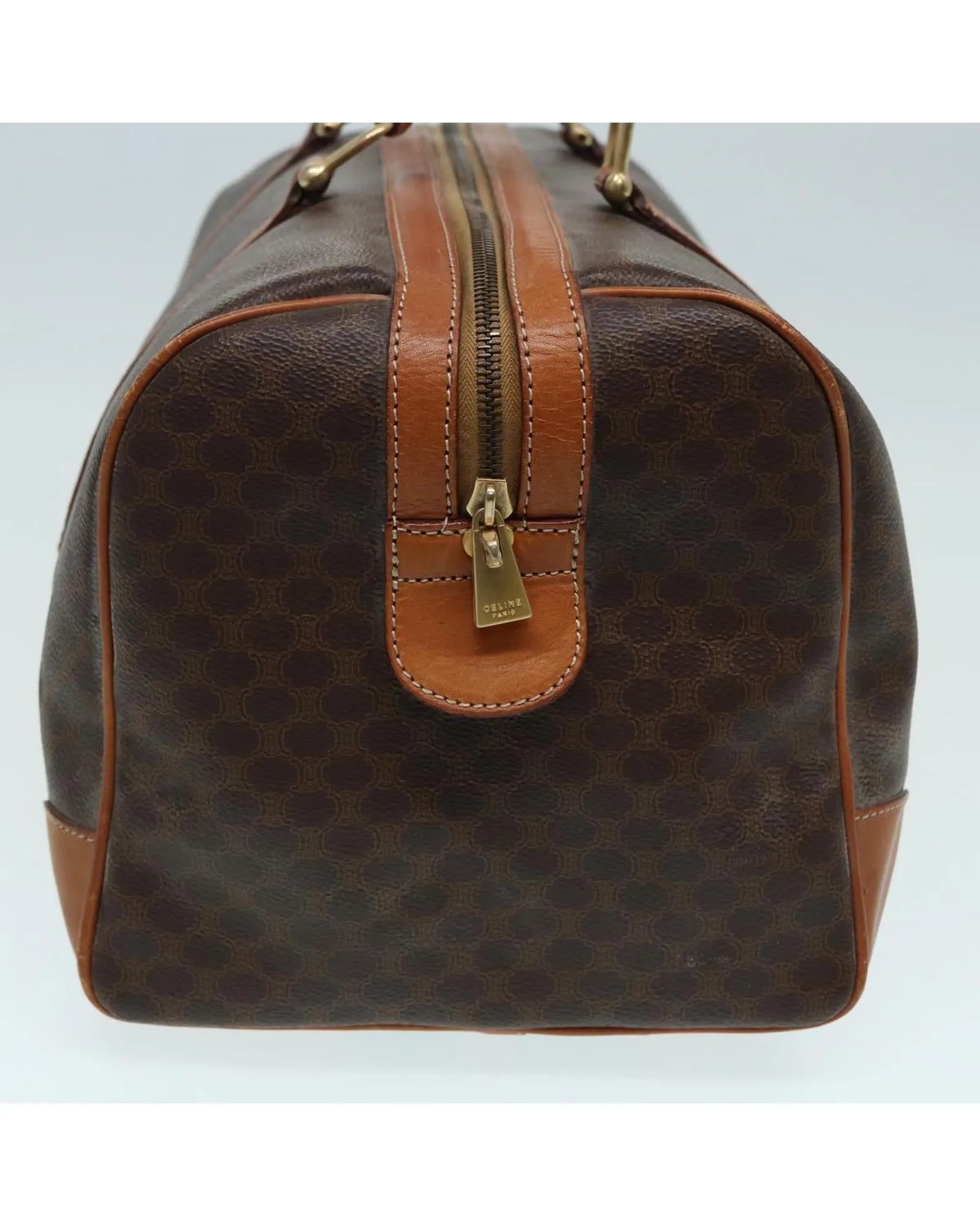 Authentic Macadam Canvas Boston Bag in Brown