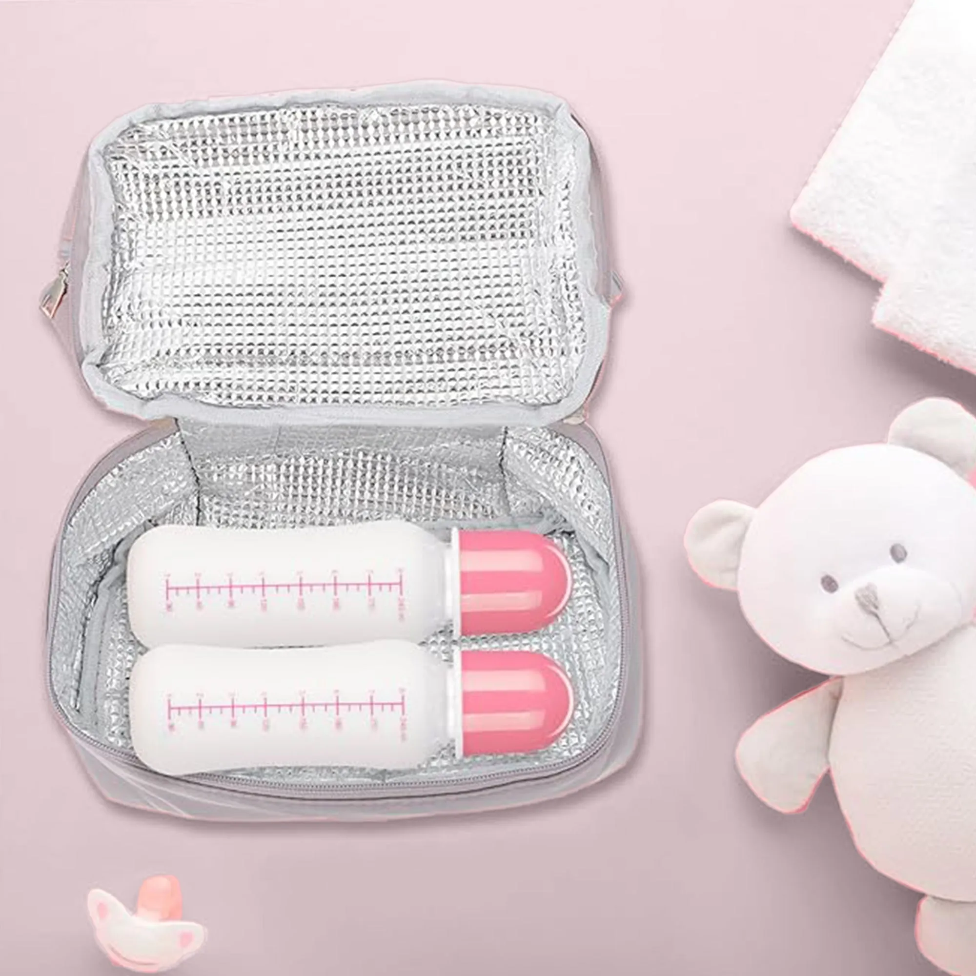 Babymoon Milk Preservation Baby Moms Mothers Diaper Bag | Portable Travel Insulated | Milk Bottle Container Storage Cooler Bag | Grey