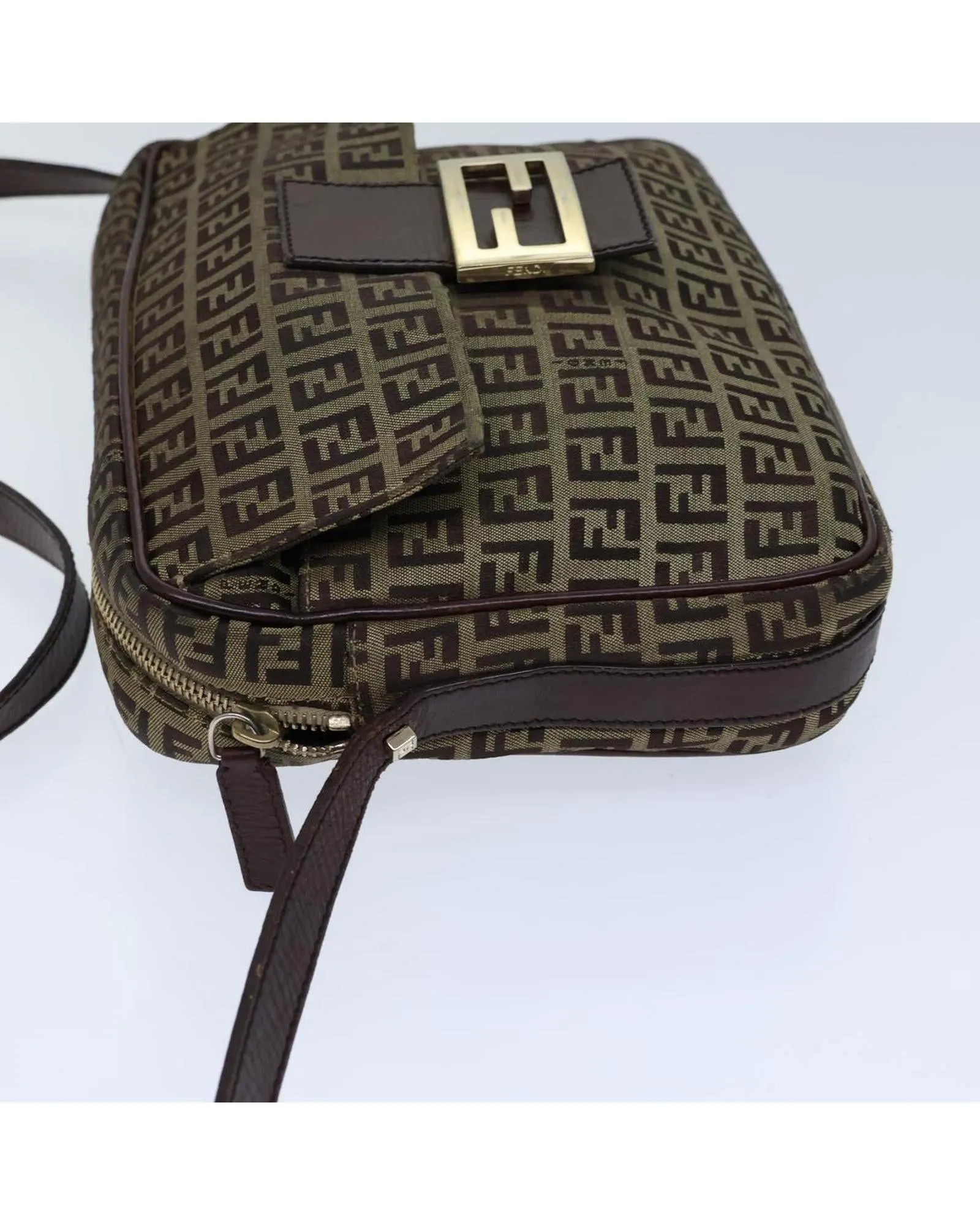 Beige Canvas Zucchino Shoulder Bag with Adjustable Strap