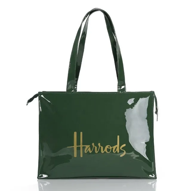 Fashion PVC Reusable Shopping Bag Women's Bag Eco Friendly London Shopper Bag Large Capacity Waterproof Handbag Shoulder Bag