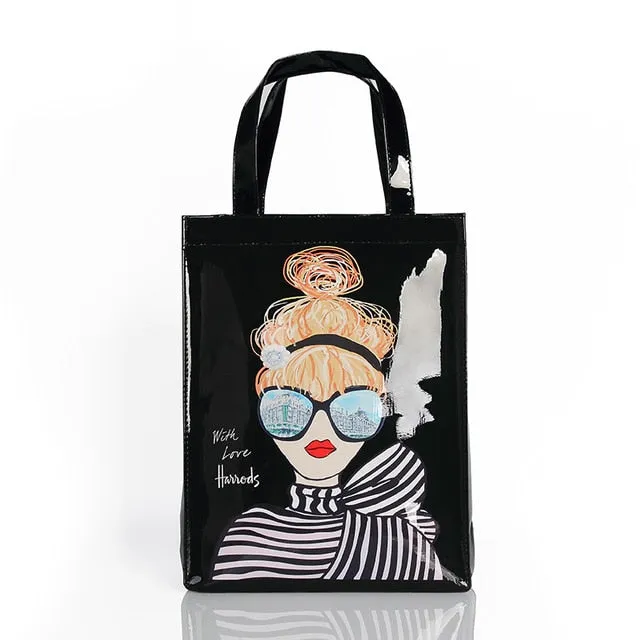 Fashion PVC Reusable Shopping Bag Women's Bag Eco Friendly London Shopper Bag Large Capacity Waterproof Handbag Shoulder Bag