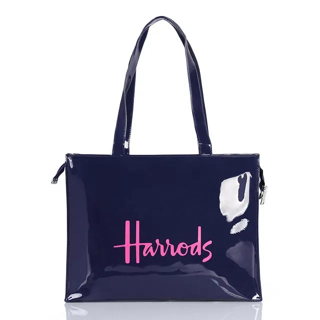 Fashion PVC Reusable Shopping Bag Women's Bag Eco Friendly London Shopper Bag Large Capacity Waterproof Handbag Shoulder Bag