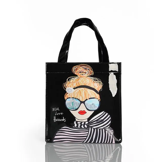 Fashion PVC Reusable Shopping Bag Women's Bag Eco Friendly London Shopper Bag Large Capacity Waterproof Handbag Shoulder Bag