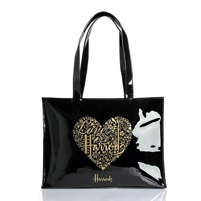 Fashion PVC Reusable Shopping Bag Women's Bag Eco Friendly London Shopper Bag Large Capacity Waterproof Handbag Shoulder Bag