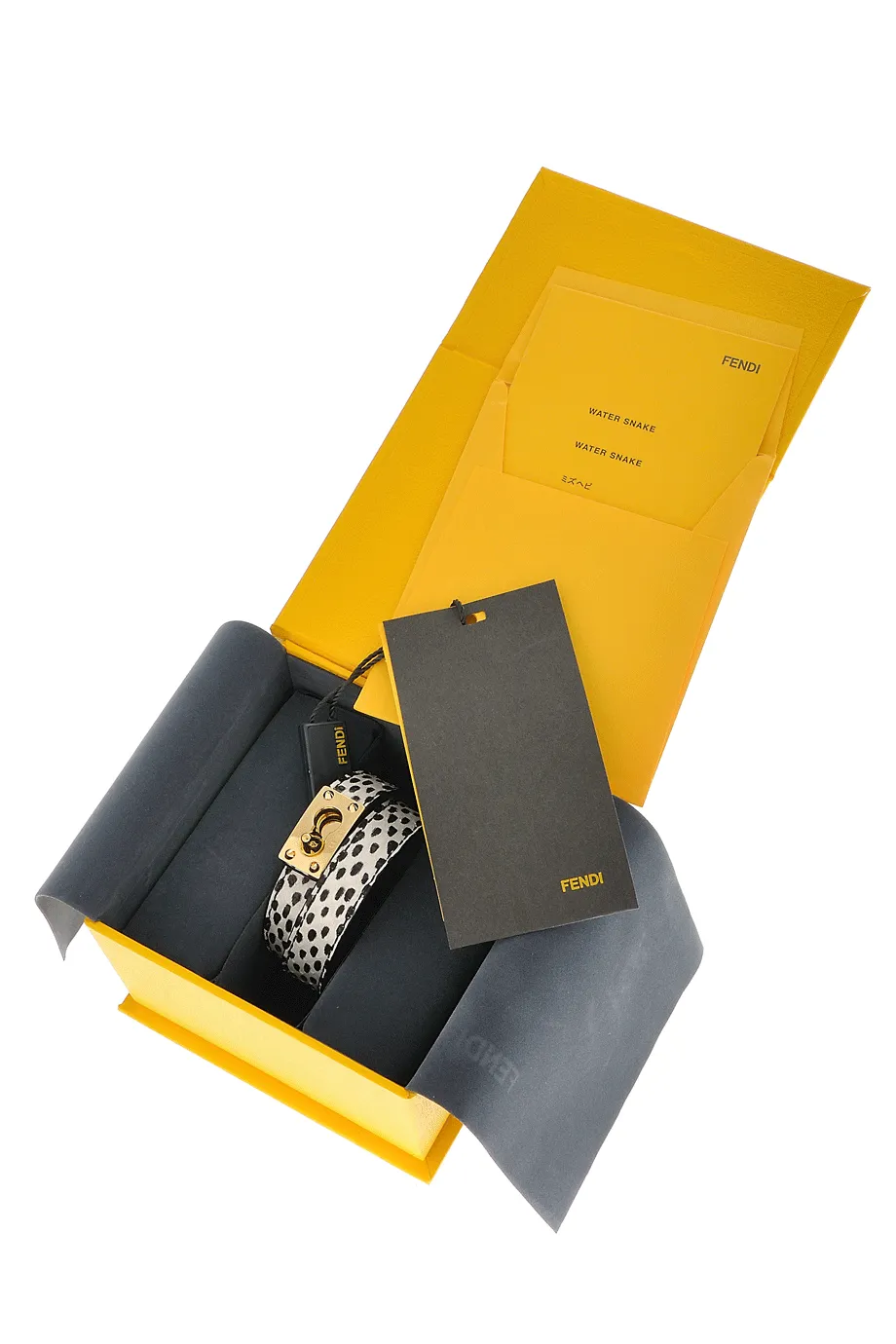 FENDI GOLDMINE Black and White Wrap Bracelet