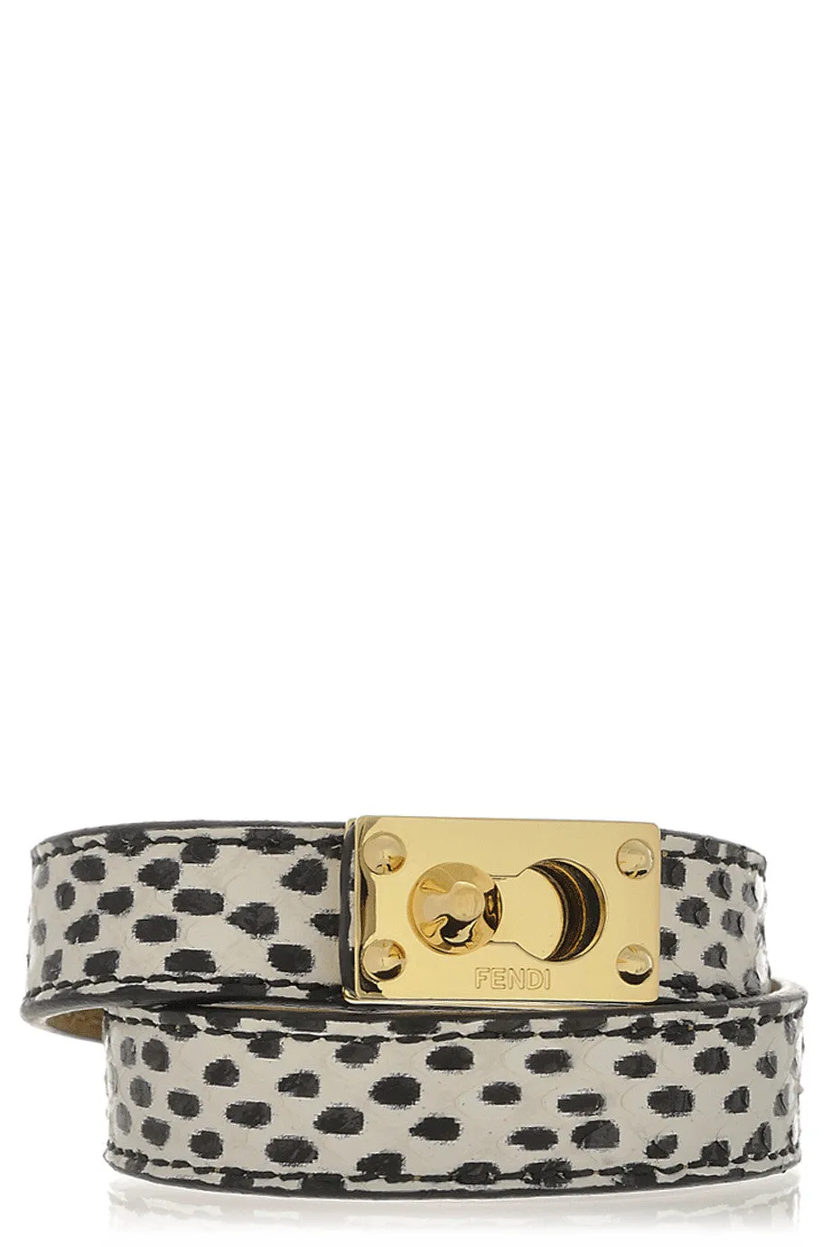 FENDI GOLDMINE Black and White Wrap Bracelet