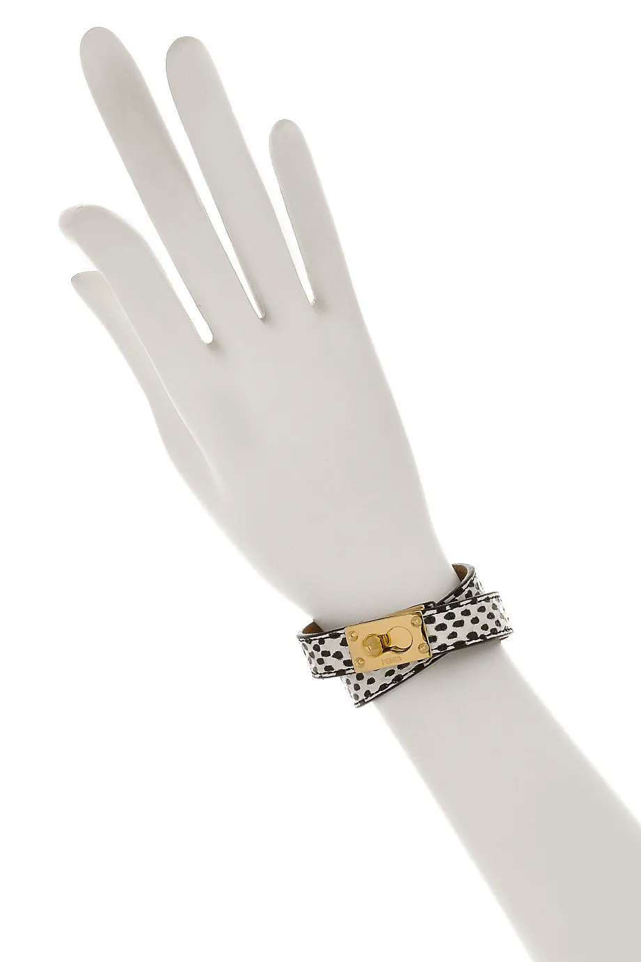 FENDI GOLDMINE Black and White Wrap Bracelet