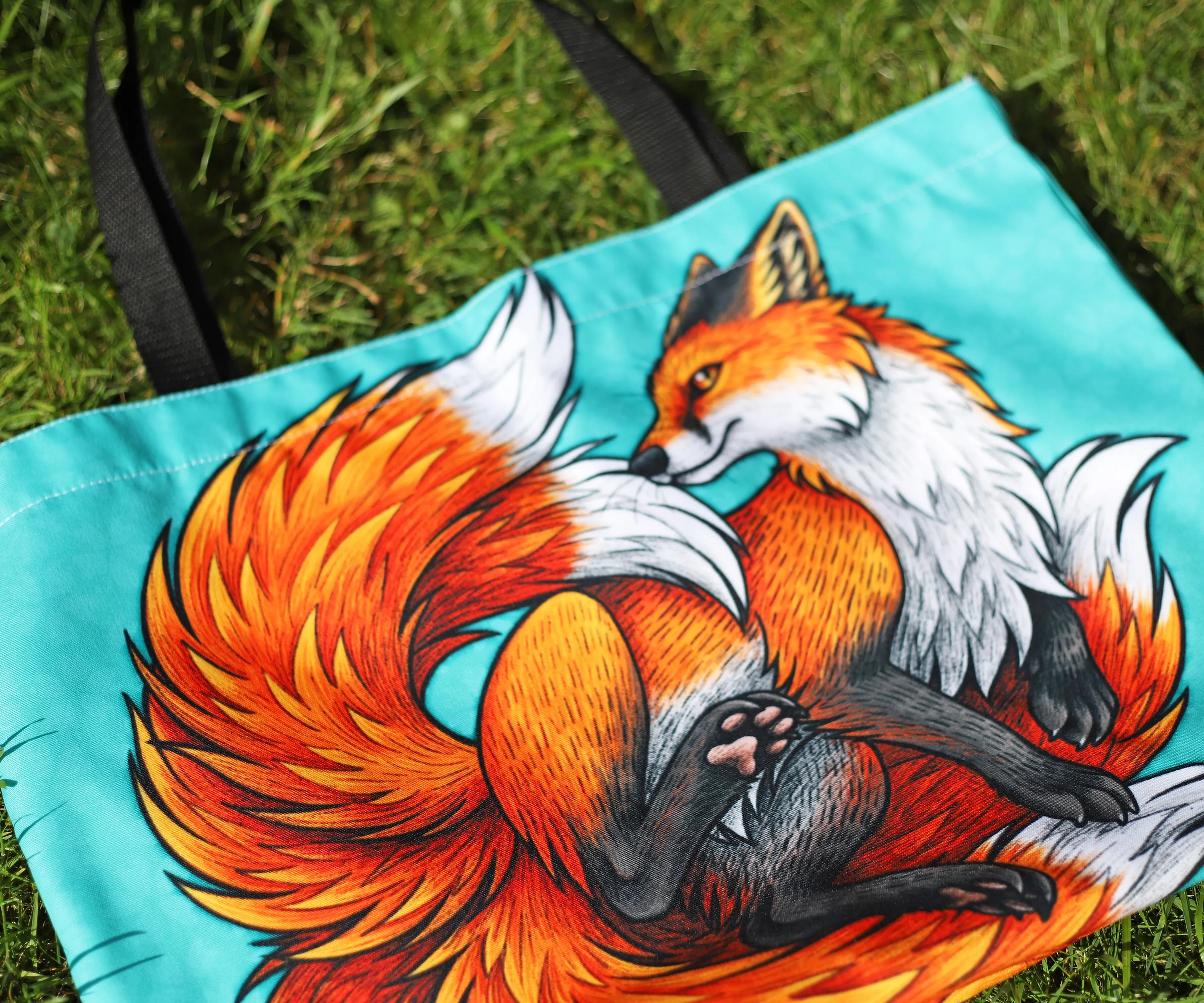 Red Kitsune Large Tote Bag