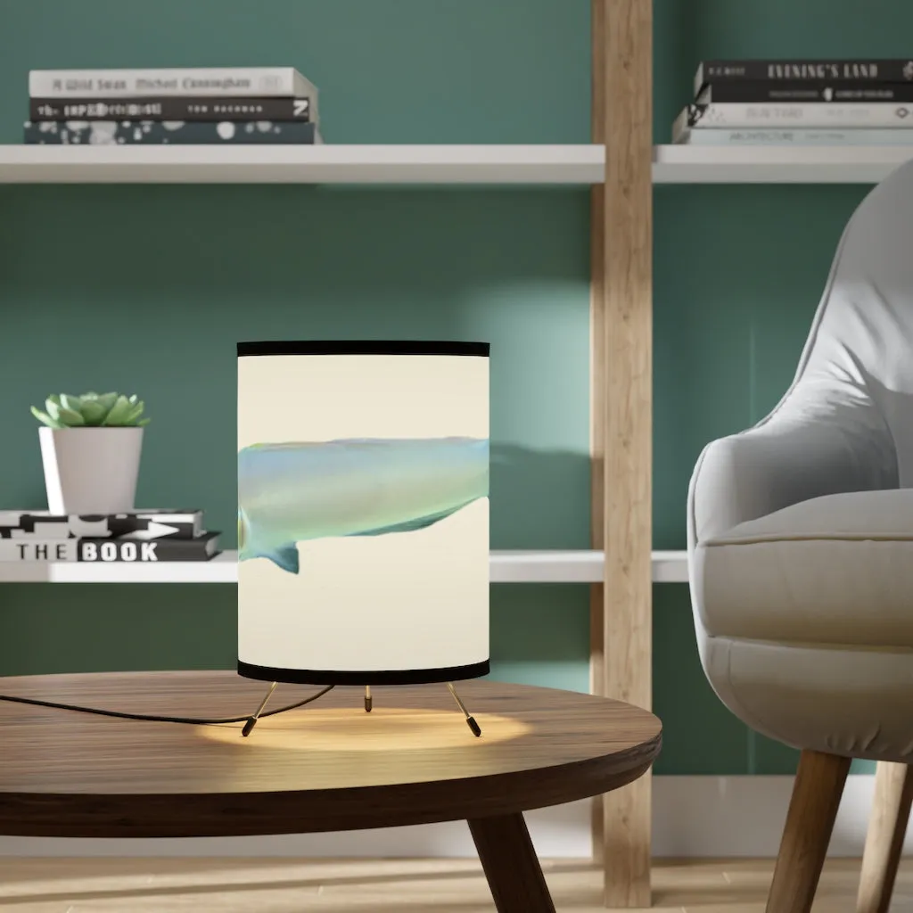 Yellow and White Fish Tripod Lamp with High-Res Printed Shade, US/CA plug