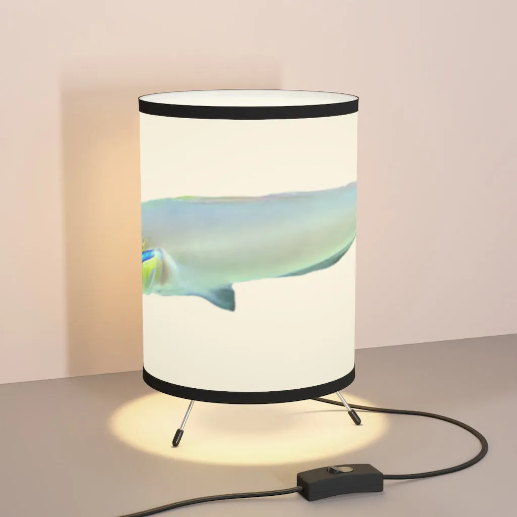 Yellow and White Fish Tripod Lamp with High-Res Printed Shade, US/CA plug